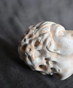 Frauenkopf aus gebeiztem Holz